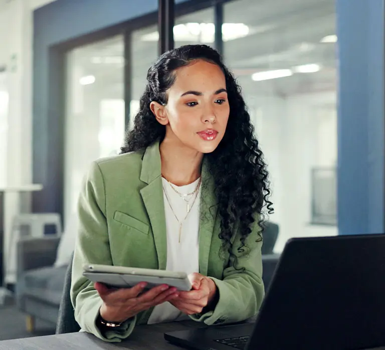 Woman looking at screen