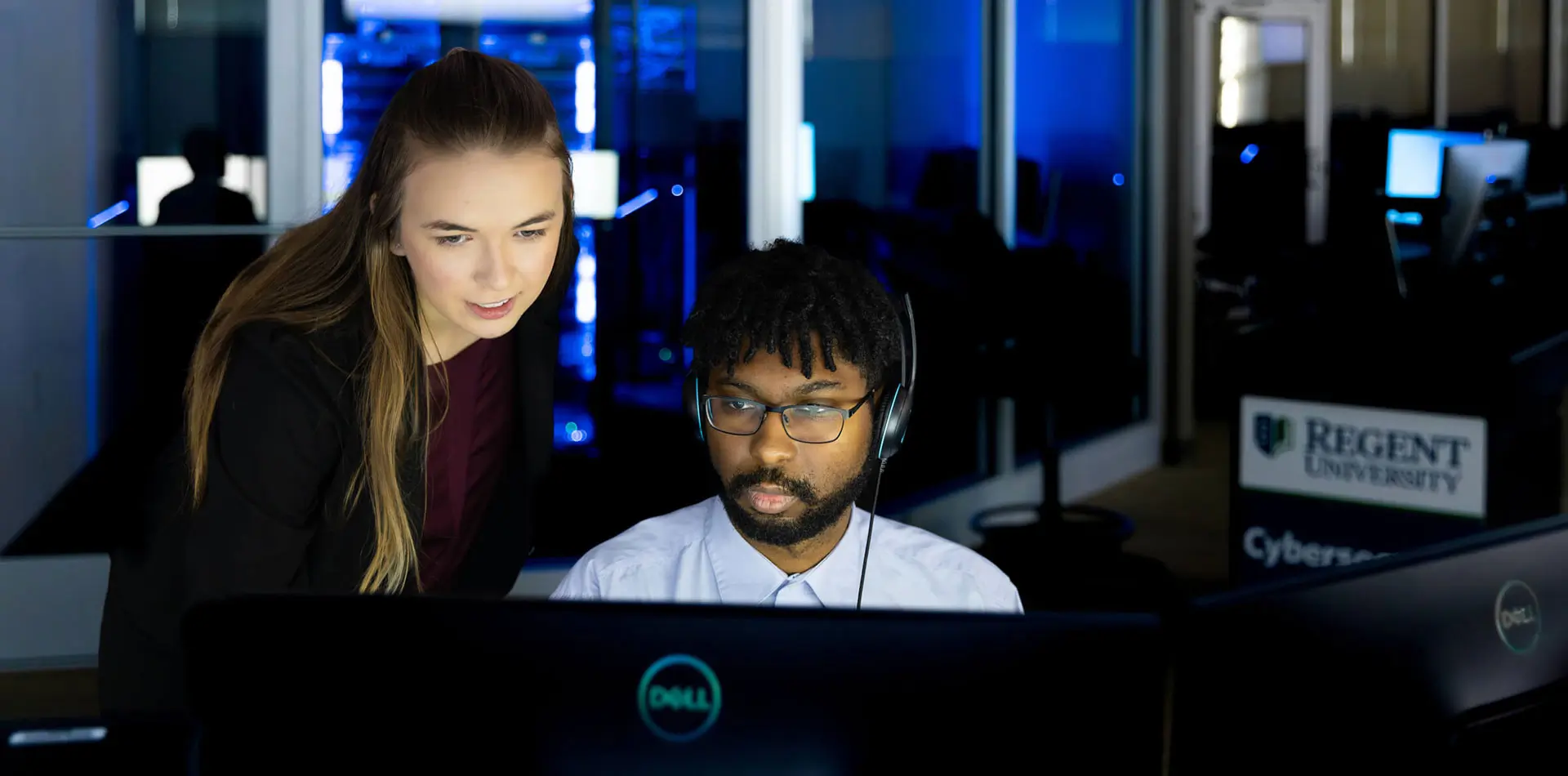 cybersecurity professionals working on a project.